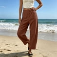 thumbnail image 3 of Barrel Pants For Women Elastic Waist Loose Fit Trouser Summer Casual Beach Vacation Lounge Pants With Pockets, 3 of 7
