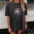 thumbnail image 2 of RKSTN T-Shirts Graphiques pour Femmes Mode Col Rond Manches Courtes Chemises Grande Taille Imprimé Pissenlit Blouse Décontractée, 2 of 9