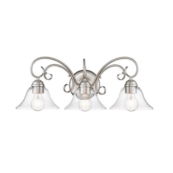 Golden Lighting 8606-BA3 PW-CLR 24 in. Homestead 3 Light Pewter Bath Vanity Fixture Wall Light in Clear Glass