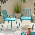 thumbnail image 2 of Noble House Chaise Club en Fer Extérieur Omaha avec Coussin en Sarcelle Mat (Lot de 2), 2 of 13