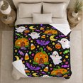 thumbnail image 5 of Cute decorative motif autumn celebration decorative motif Ghosts Trick-Or-Treat Buckets Pumpkin, Warm Flannel Blanket for Living Room and Family Room, Festive autumn celebration Scene, 5 of 9
