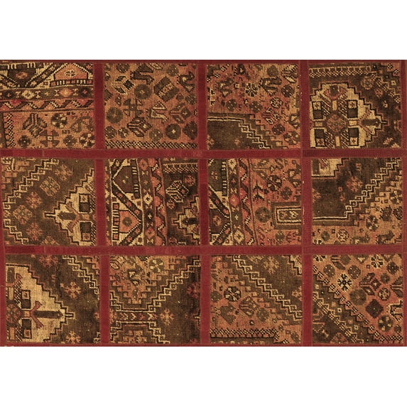 Ahgly Company Indoor Rectangle Patchwork Brown Transitional Area Rugs, 6' x 9'
