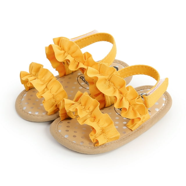 ITFABS Baby Girls Summer Sandals Anti-Slip Soft Sole Ruffle Flat Shoes