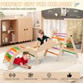 thumbnail image 2 of BeesClover Indoor Playground Climb, 9 In 1 Wooden Triangle Set, Toddler Climbing Set with Rocking Arch, Climbing Triangle, Arch Tent, Slide and Pinball Game for Indoor/Outdoor Play, Load Up to 220lbs, 2 of 9