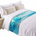 thumbnail image 2 of Bed Runner Scarf for Cal.King Size Bed, Blue Marble Beds Scarf Throws for Foot of Bedding, Modern Abstract Art Luxury Decorative Beds Runners for Bedroom Guestroom, 102"x20", 2 of 8