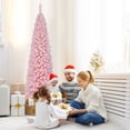 thumbnail image 4 of Gymax 7 FT Artificial Pink Christmas Tree w/ 635 Branch Tips Folding Metal Stand, 4 of 10