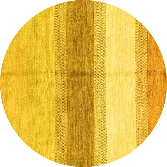 Ahgly Company Machine Washable Indoor Round Oriental Yellow Modern Area Rugs, 3' Round