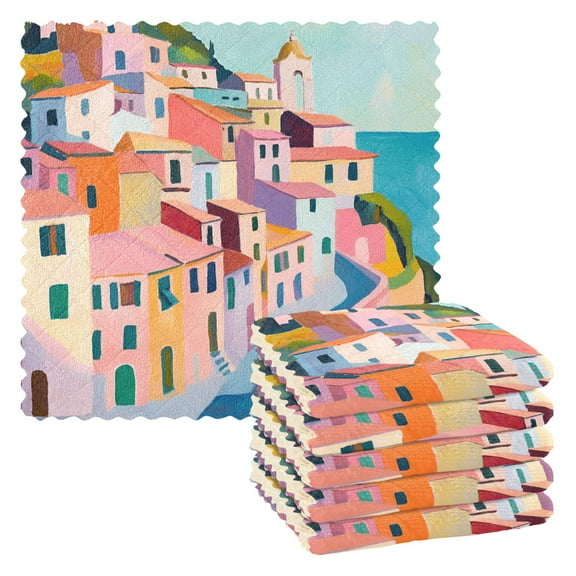 Yayeee 6 Pack Kitchen Dishcloths for Washing Dishes Soft Absorbent Microfiber Towels, Abstract Painting