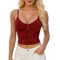 thumbnail image 2 of Sparkly Crop Camisole Tops for Women V Neck Spaghetti Strap Glitter Silk Cami Tank Tops Rave Party Clubwear, 2 of 5