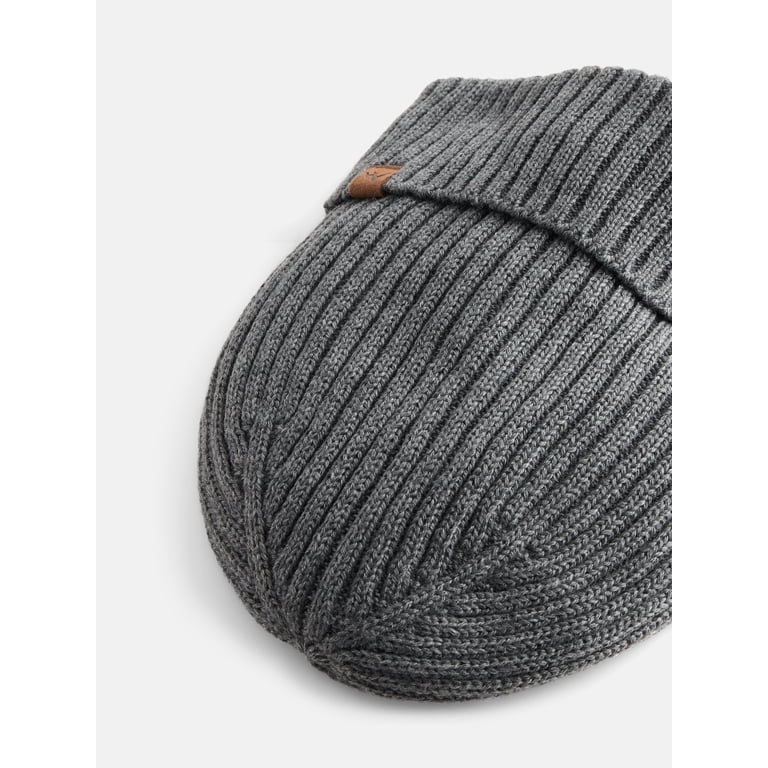 George Men's Fleece Lined Ribbed Knit Beanie, Charcoal Grey photo 4