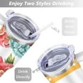 thumbnail image 5 of 40oz Pioneer Colorful Floral Stainless Steel Flip Straw Tumbler with Lid and Straw Spill Proof Travel Cup Double Wall Vacuum Insulated Coffee Mug with Handle White, 5 of 7