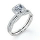 thumbnail image 4 of Juego de Anillos de Boda con Halo de Moissanita de Talla Cojín de 1,5 Quilates y Diseño Infinito con Pavé, Chapado en Oro Blanco de 18 K sobre Plata, 4 of 6