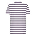 thumbnail image 4 of Vetsdori Mens Striped Shirts Purple Regular Pull On Workout Short Sleeve Regular Crew Neck Casual Holiday T-Shirts for Men Athlete, 4 of 5