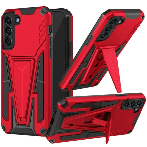 For Samsung Galaxy S21 FE /Fan Edition Heavy Duty Protection Hybrid Built-in Kickstand Rugged Shockproof Military Grade Dual Layer Cover ,Xpm Phone Case [Red]