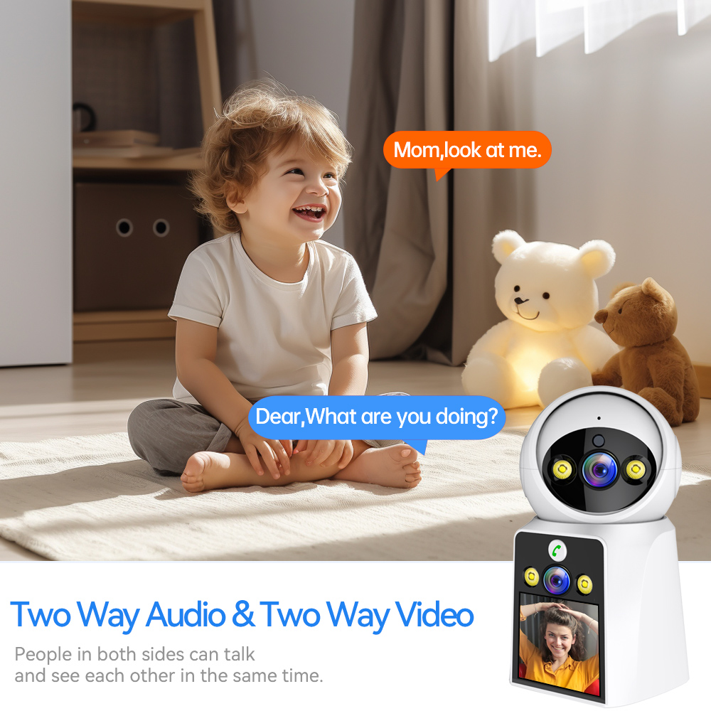DIFANG Yoosee 4K Dual Screen Two Way Video Call WiFi baby monitor Camera, Auto Tracking, Color Night Vision