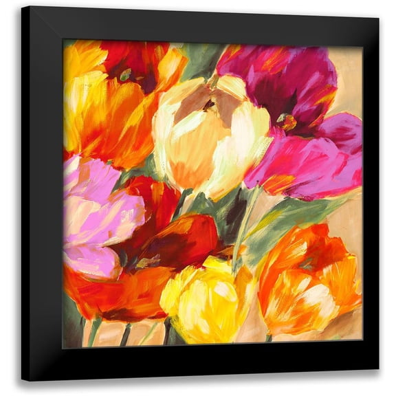 Stone, Jim 12x12 Black Modern Framed Museum Art Print Titled - Colorful Tulips II