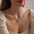 thumbnail image 2 of 925 Sterling Silver Oval Emerald Pendant Necklace Size 16+2" Chain Necklace Jewelry Gift for Her, 2 of 2