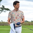 thumbnail image 3 of Fotbe Trendy Floral Design Camiseta Polo de Golf para Hombre con Estampado – Camisa Deportiva Transpirable con Cuello Abotonado-3X-Large, 3 of 6