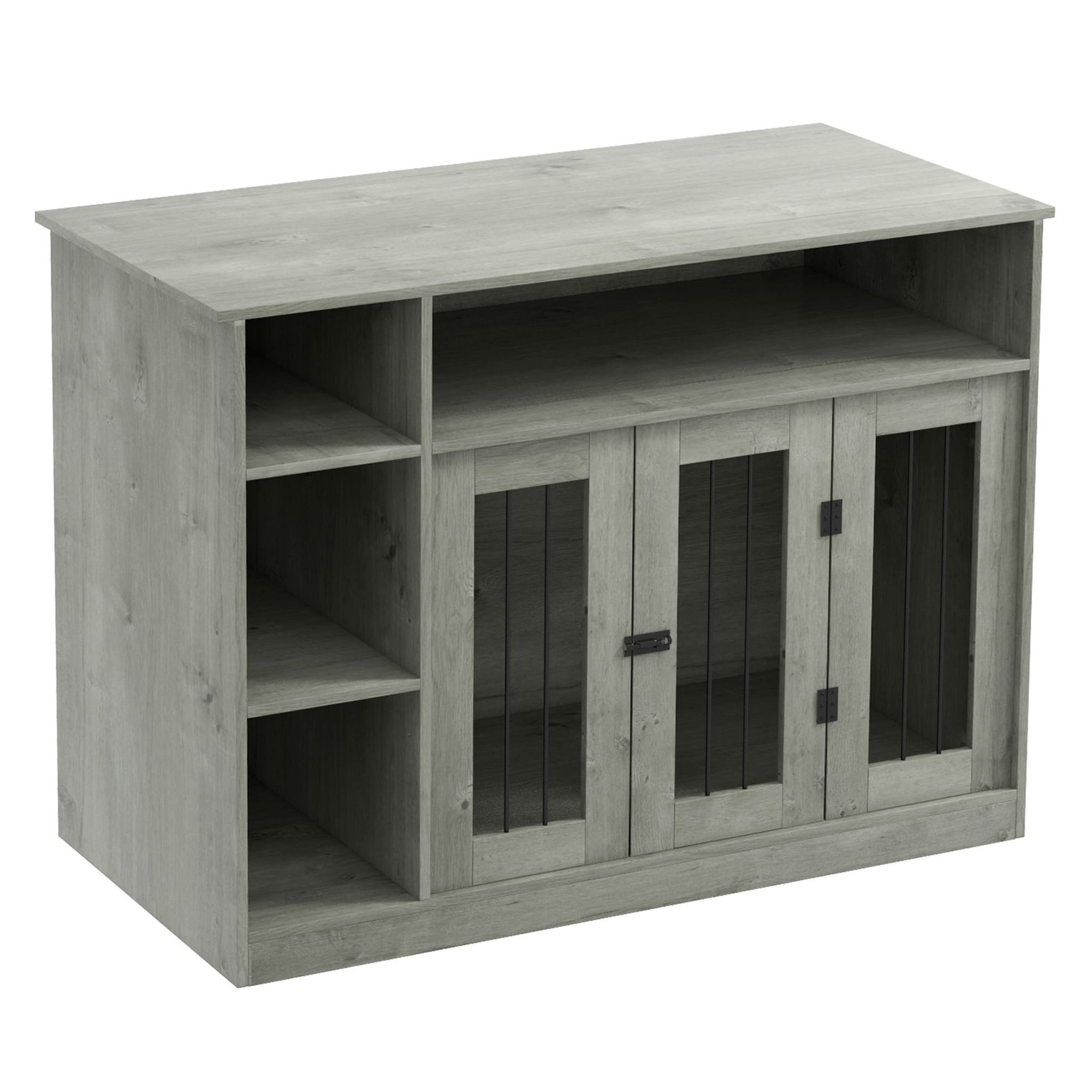 Dog Crate Furniture with Storage Gray 47x23.5x35 Lockable Pet Cage for Medium Large Dogs up to 55lbs