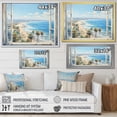 thumbnail image 4 of Designart "Panoramic View of Oceanfront Beach Restaurant" Coastal Wall Art - Coastal Blue Coastal Windows Entryway Wall Art, 4 of 4