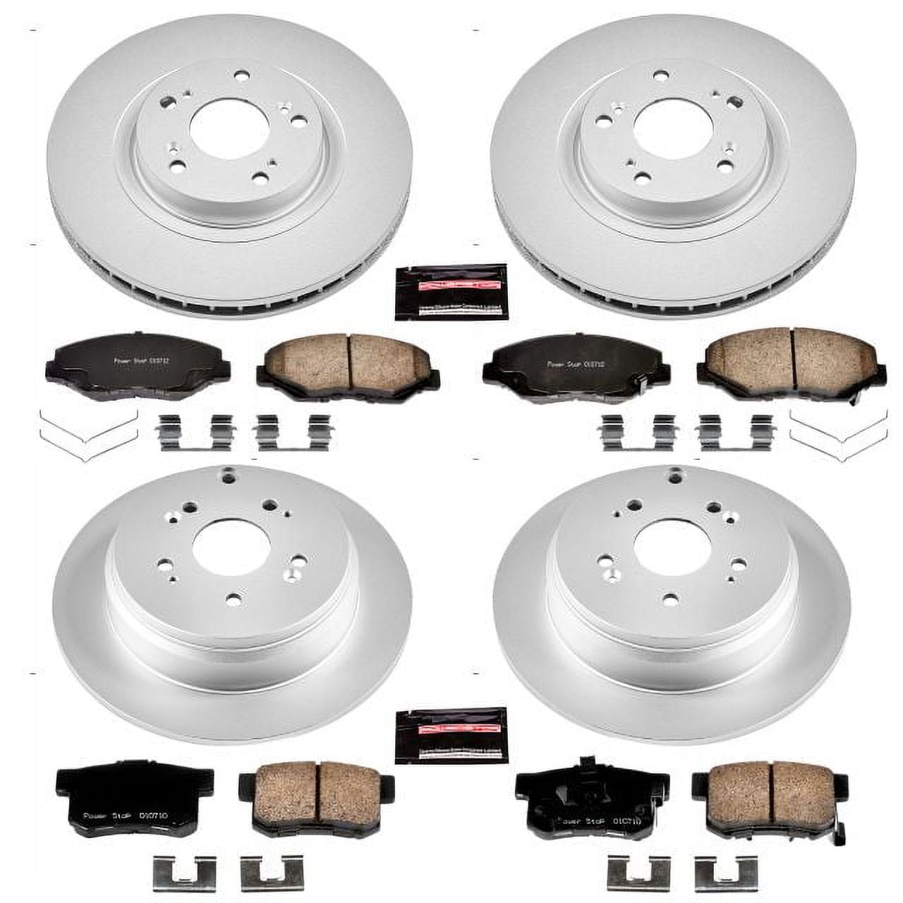 PowerStop Front and Rear Geomet Coated Brake Rotor and Pad Kit Fits: HONDA Select Models CRK6173