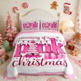 thumbnail image 2 of Manfei Merry Christmas Queen Comforter Set Holiday Comforter Sets Queen, Teal Pink 3-Pieces 1 Comforter and 2 Pillowcases, Pink Reversible, 2 of 6