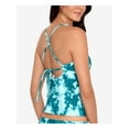 thumbnail image 3 of SALT + COVE Women's Aqua Acid Wash Stretch Lined V-Wire Tie Sea Foam Square Neck Tankini Swimsuit Top XS, 3 of 4