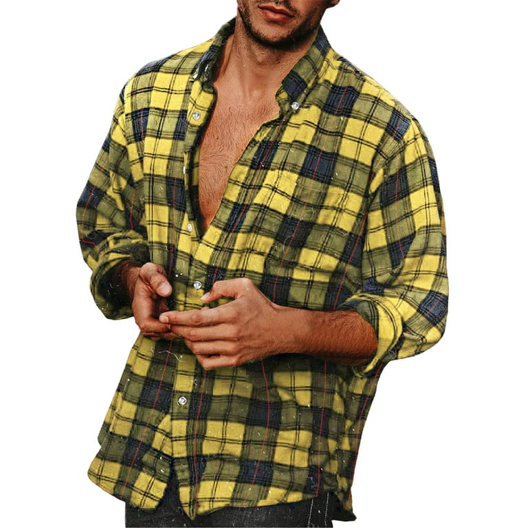 GWAABD Habit Fishing Shirt Men Fashion Casual Fashionable Thin Stripe Slim  Lightweight Breathable Long Sleeve Button Down Plaid Lapel formal Shirt