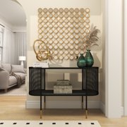 DecMode 40 x 40 Gold Geometric Wall Mirror with Grid Pattern