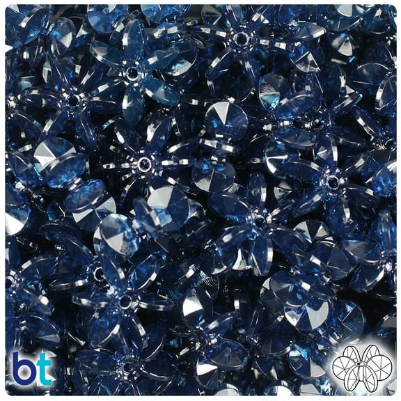 BeadTin Montana Blue Transparent 18mm SunBurst Craft Beads (135pcs)