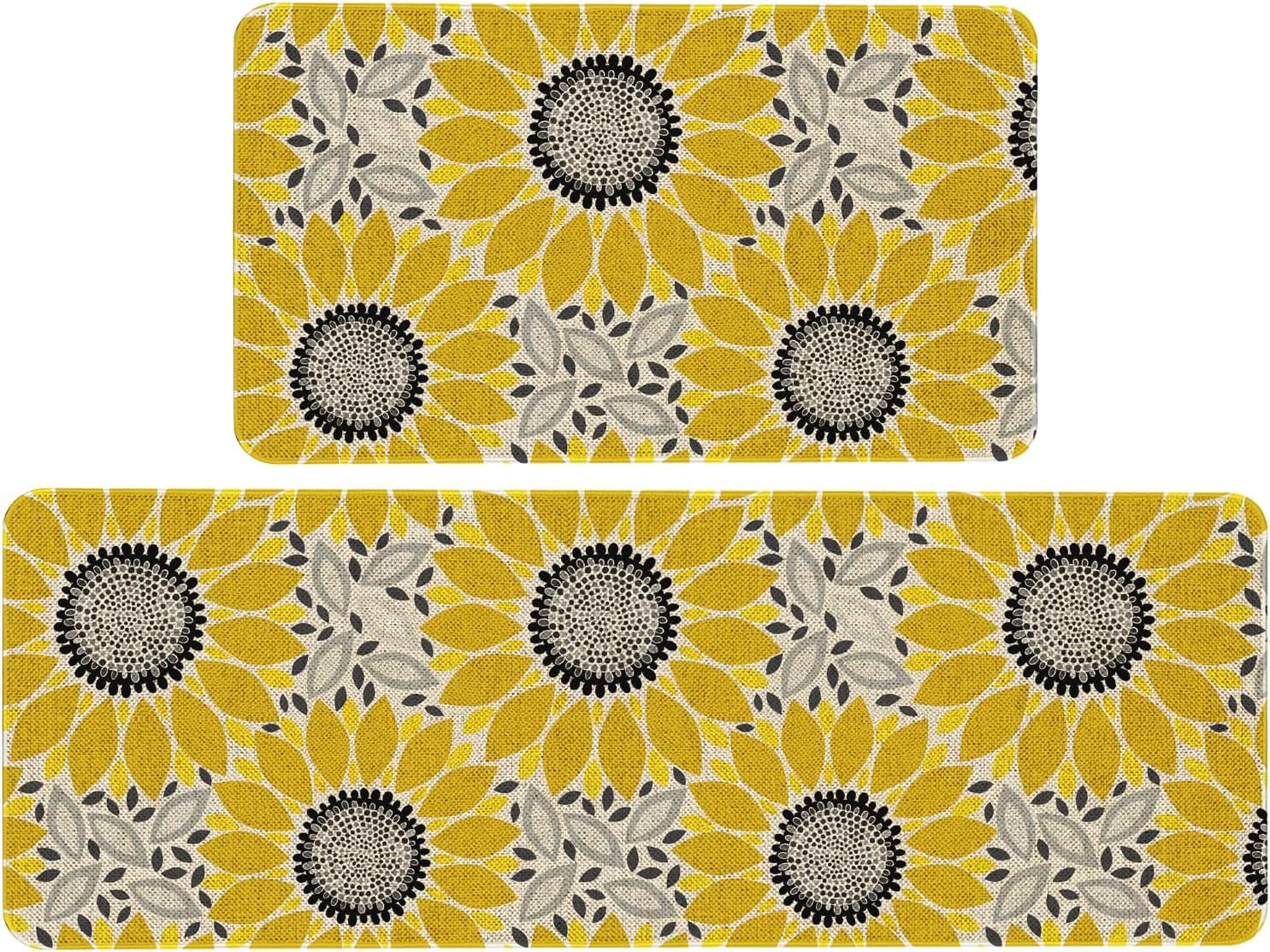 Sunflower Kitchen Rug Sets 2 Piece Farmhouse Flowers Kitchen Mats for