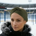 thumbnail image 2 of Unique Bargains 1 Pc Women's Warm Cross Knitted Headband Winter Ear Warmer Head Wraps Light Army Green, 2 of 6