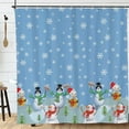 thumbnail image 2 of Christmas Shower Curtain Snowman Cartoon Winter Season Elements Trees Snowflakes Cloth Fabric Bathroom Decor 72x72in, 2 of 7