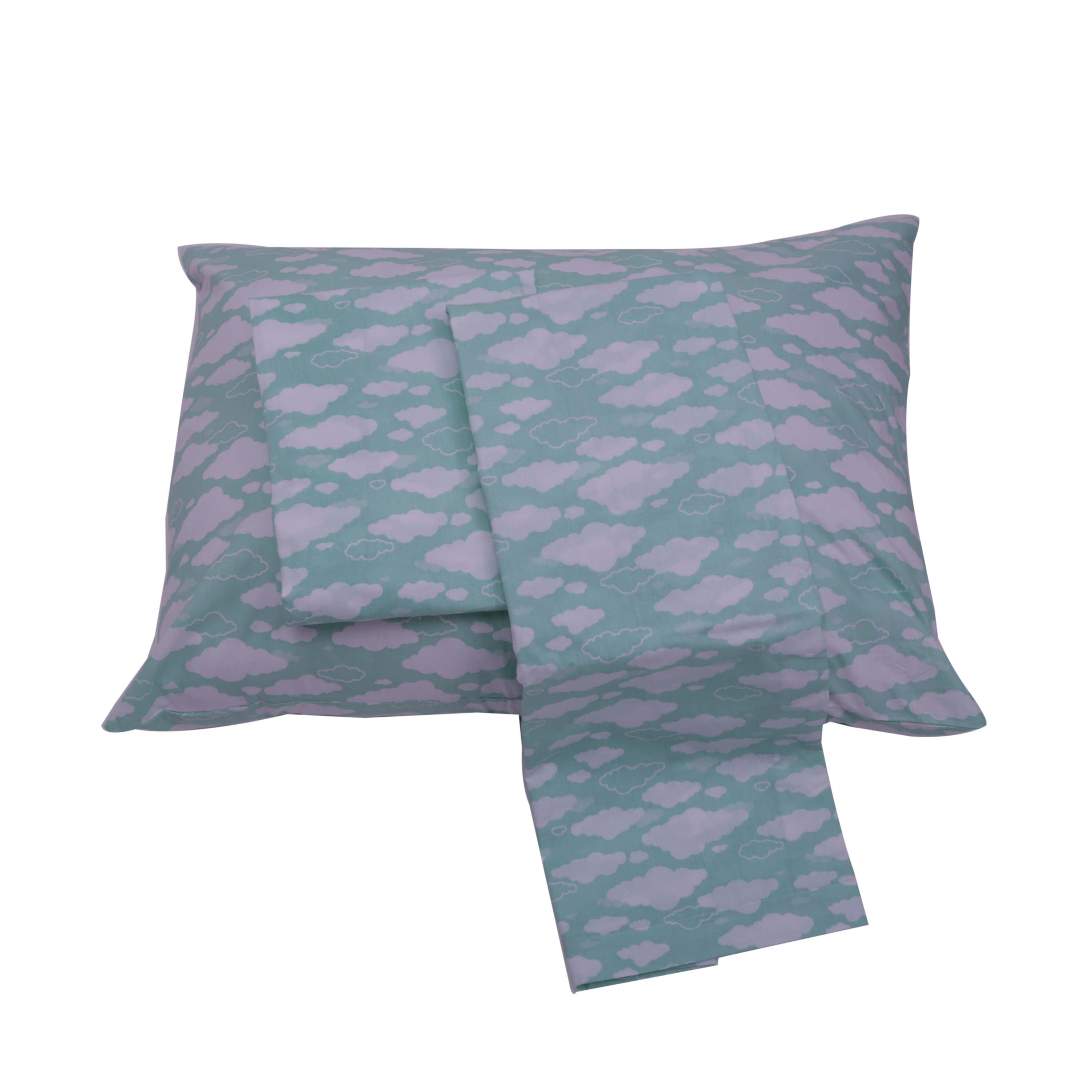 Bacati - Clouds in the City Mint/Grey 3 pc Toddler Bedding Sheet Set