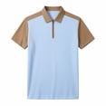 thumbnail image 4 of DayScoop Mens T-Shirt Fashion T Shirt Oversize Casual Summer Color-block Zip Lapel Loose Brethable Tops Tees Plus Size, 4 of 6