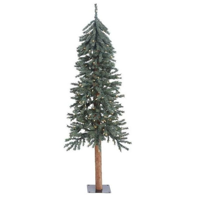 Natural Bark Dura-Lit Alpine Tree with Warm White LED Lights - 5 ft. x 25 in.