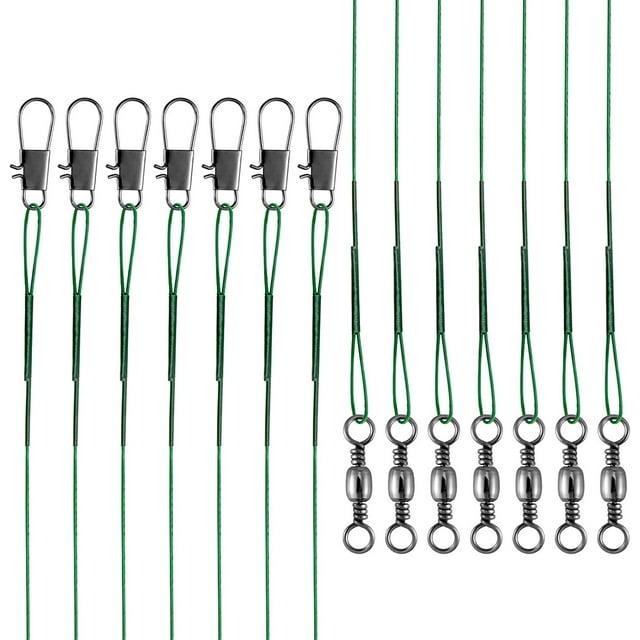 Czcpp-50 Pcs Conducteurs de Pêche, Fil de Ligne en Acier Inoxydable avec Émerillons à Enclenchement, Connecteur de Fil de Pêche Haute Résistance 30LB Hi-Low pour Leurres Appâts Gréements Hameçons