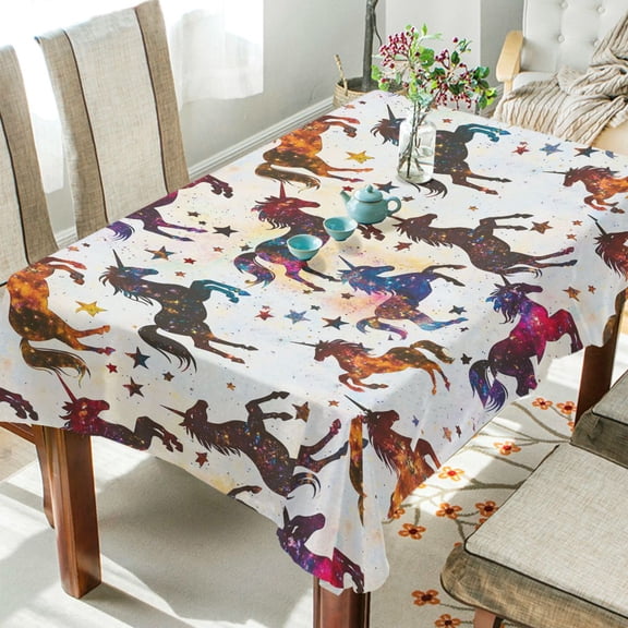Yayeee Tablecloths 54" x 54" Rectangle Wrinkle Resistant Party Table Cover, Rainbow Stars Pattern