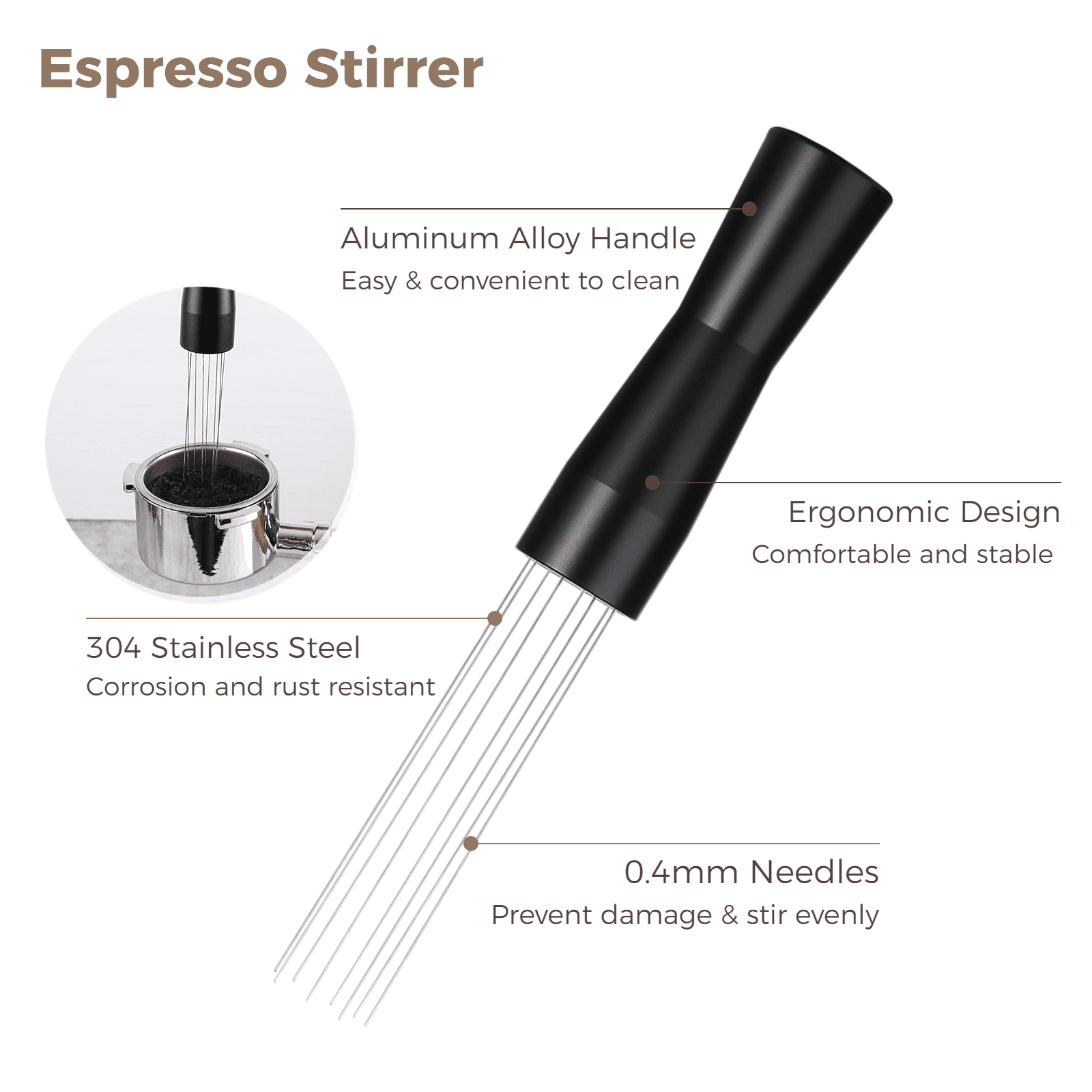 Espresso Coffee Stirrer Needle Easy to Clean Espresso Auxiliary