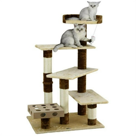 UPC: 0810602023181 | Go Pet Club SF068 45 in. IQ Busy Box Cat Free with Sisal Covered Scratching Posts  Beige & Brown