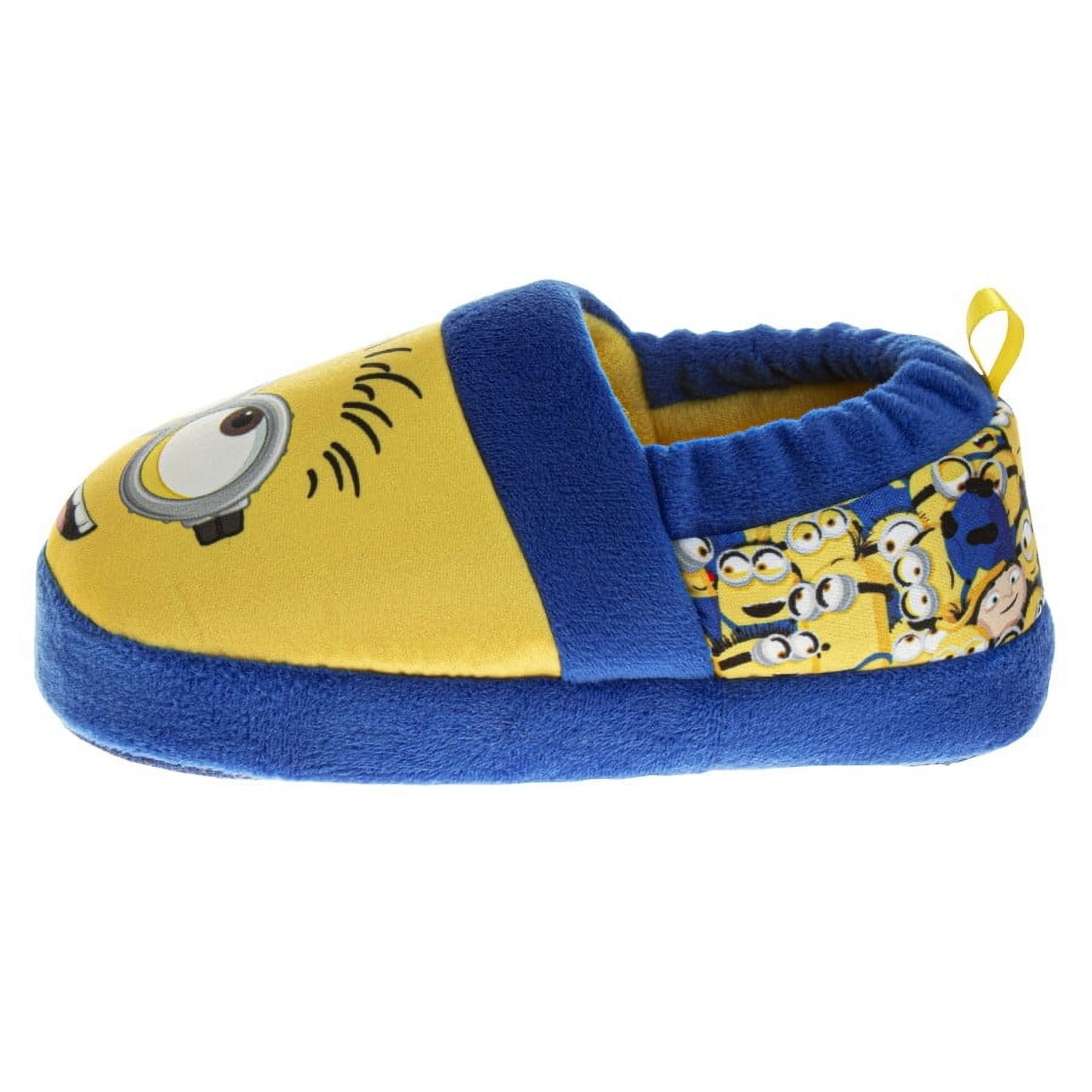 Minions Dual Sizes Kids Slippers. (Toddler  Little Kids), Blue Yellow, 11 12