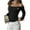 Black, variant on Women's Fashion Off-the-shoulder Solid Color Long-sleeved Sweater for Fall Winter Shoulder-Baring Style,Beige,L