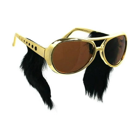 Elvis Gold Frame Sunglasses with Sideburns