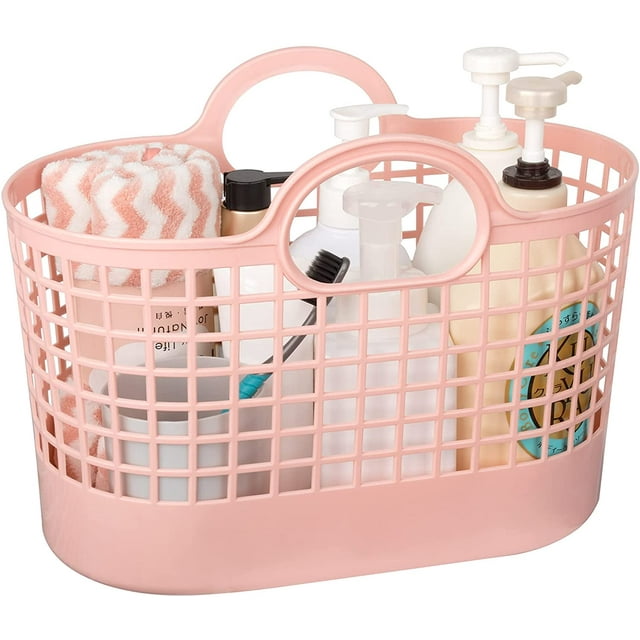 Cesta portátil para ducha, bolsa de plástico suave con asas, organizador de drenaje, bolsa de aseo para baño, dormitorio universitario, cocina, campamento, gimnasio, color azul