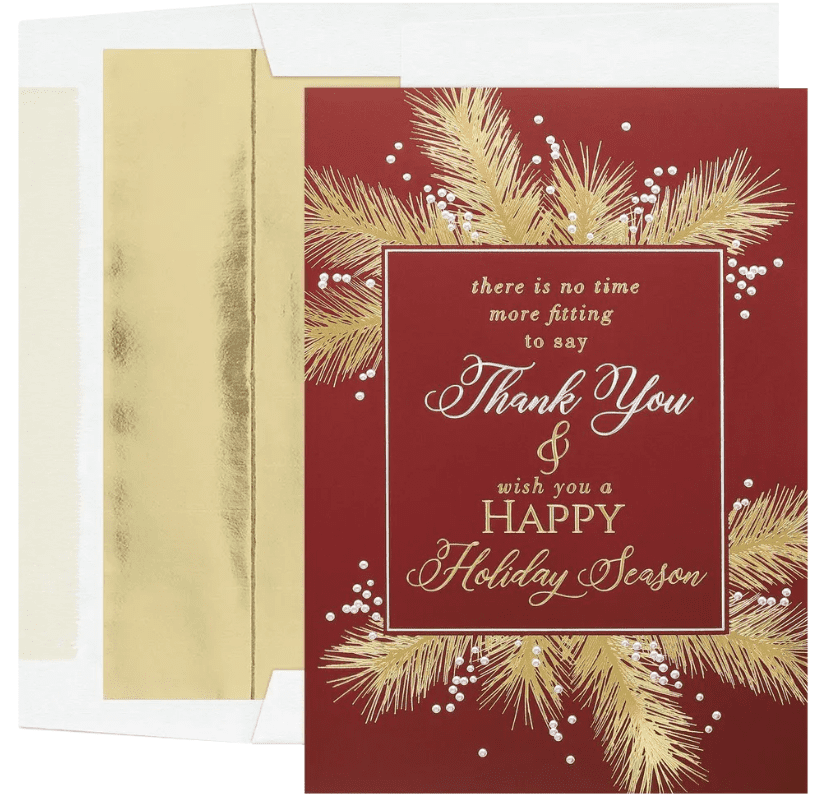 JAM Paper Blank Christmas Cards & Matching Envelopes Set, Appreciation