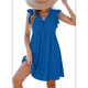 thumbnail image 1 of Vestido Tipo Cárdigan de Corta con Cuello en V y Ribete de Encaje, Azul, Talla XXL, 1 of 6