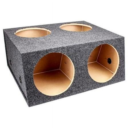 Qpower  12 in. Four Hole Unloaded Subwoofer Speaker Box Enclosure, Charcoal