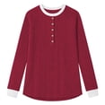 thumbnail image 4 of TEMOFON Long Sleeve Shirts for Women Fall Womens Tops with Button Crew Neck Lightweight Sweater for Women, 4 of 4