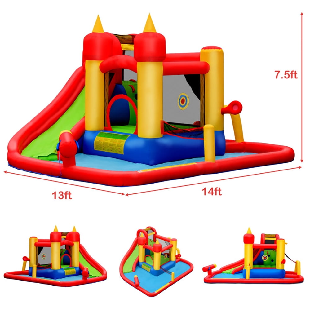 Aimee Lii Inflatable Blow Up Water Slide Bounce House with 740W Blower, Playhouse for Kids Outdoor