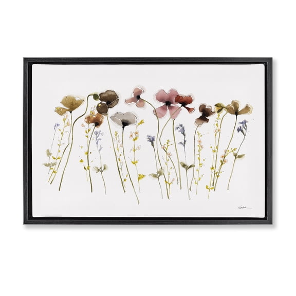 Stupell Industries Modern Spring Poppy Sprigs Black Floating Frame Canvas Art, 25 x 17, by Shirley Novak